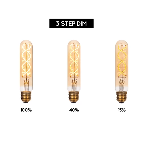 Lucide T32 - Glühfadenlampe - Ø 3 cm - LED 3 StepDim (Memory) - E27 - 1x4,9W 2200K - Amber - detail 1
